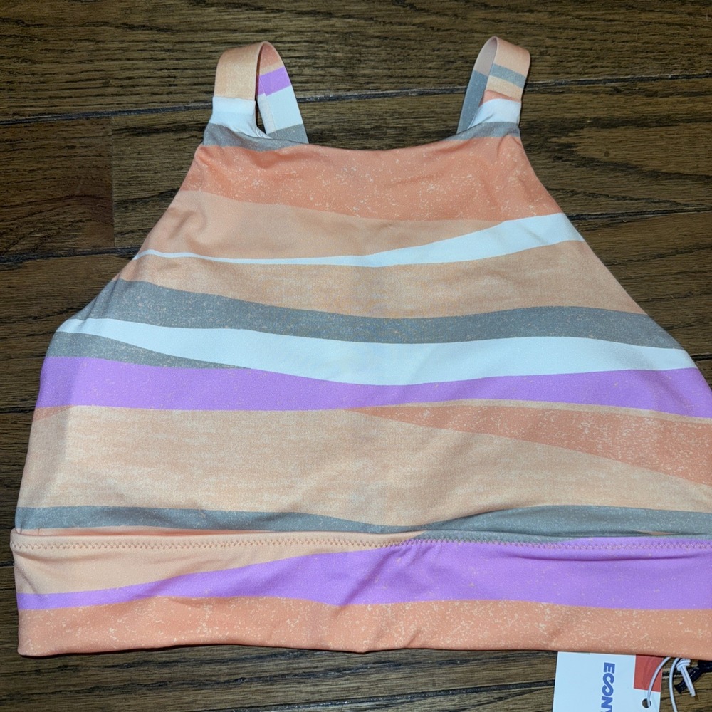 Prana Womens‎ XS Marine Street Swim Top High Neck Multicolor Orange Purple NWT